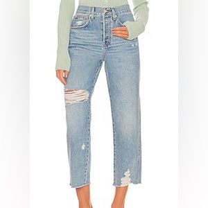 Veronica Beard Blake Distressed Straight Leg Jeans in Lakeshore size 30